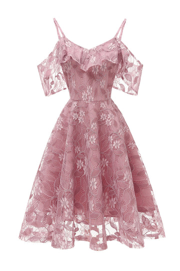 En streg fra skulderen rødme blonde kjole